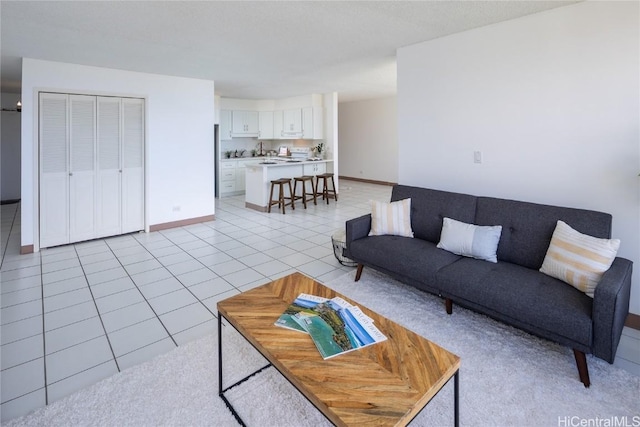 view of tiled living room