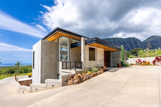 modern home with a mountain view