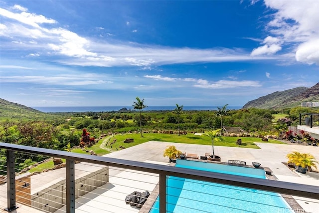 view of pool featuring a mountain view