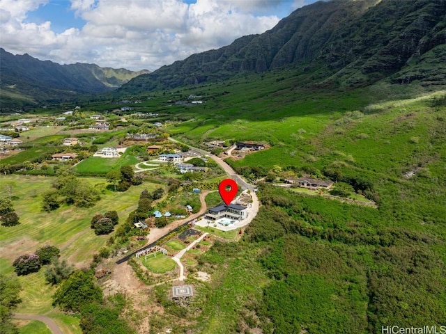 bird's eye view featuring a mountain view