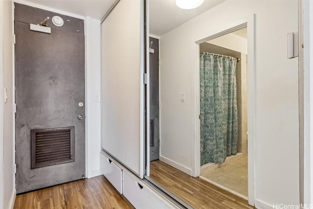 interior space with light hardwood / wood-style floors