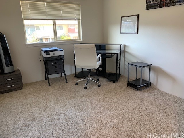 office featuring light carpet