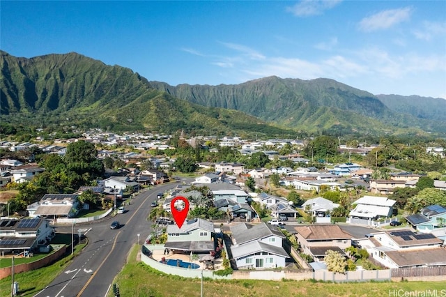 bird's eye view featuring a mountain view