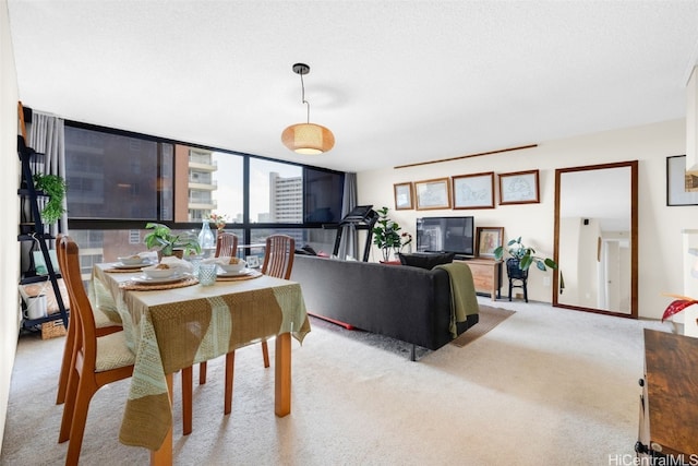 view of carpeted dining area