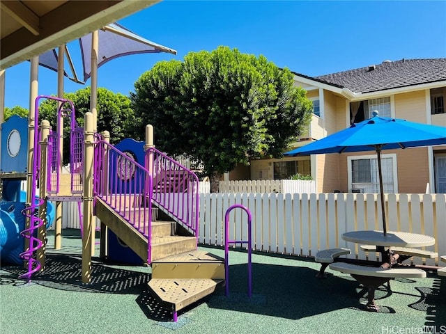 exterior space featuring a playground