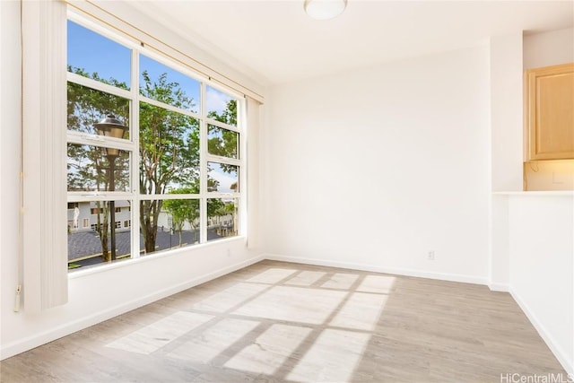 spare room featuring light wood-type flooring