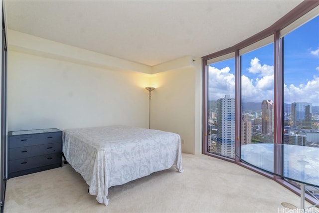 carpeted bedroom with access to outside and floor to ceiling windows