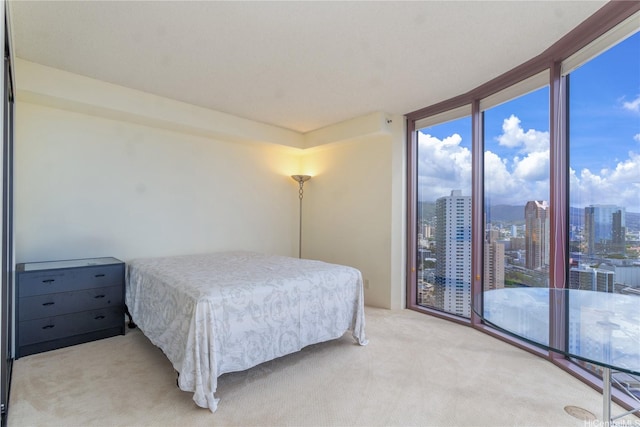 425 S St Unit 3601, Honolulu, HI 96813 - bedroom with multiple windows, a view of city, light carpet, a wall of windows, and access to outside