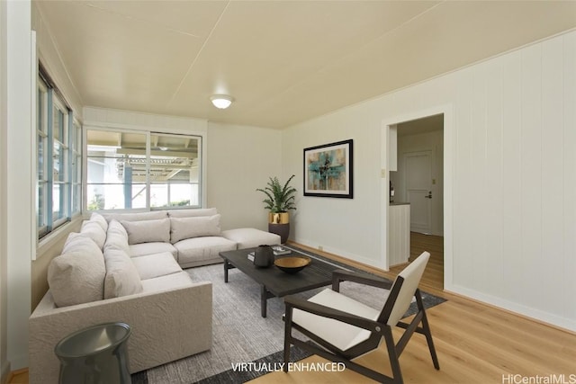 living room featuring light hardwood / wood-style flooring