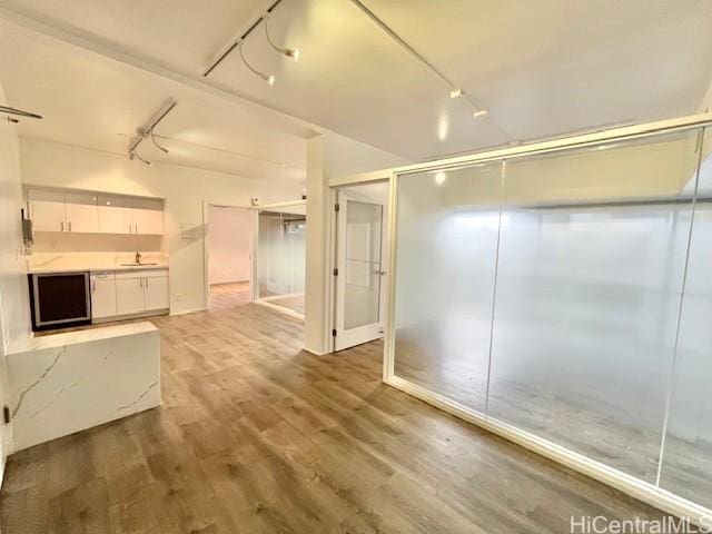 interior space featuring sink and wood-type flooring