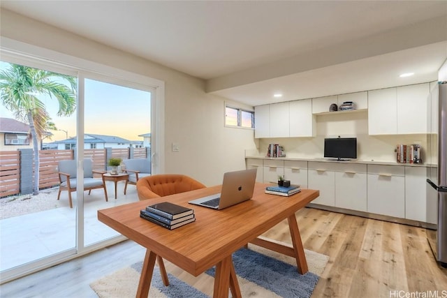 office featuring light wood-type flooring