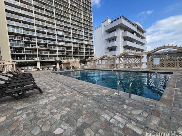 view of pool with a patio