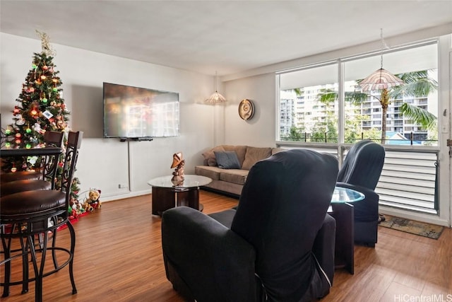 living room featuring hardwood / wood-style flooring