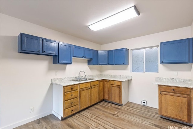 kitchen with sink and light hardwood / wood-style floors