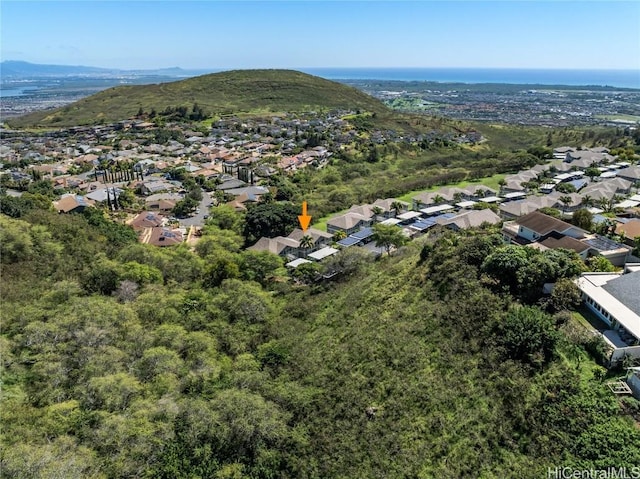 drone / aerial view with a mountain view