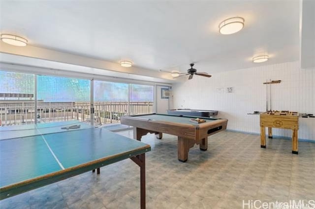 recreation room featuring billiards and a wealth of natural light