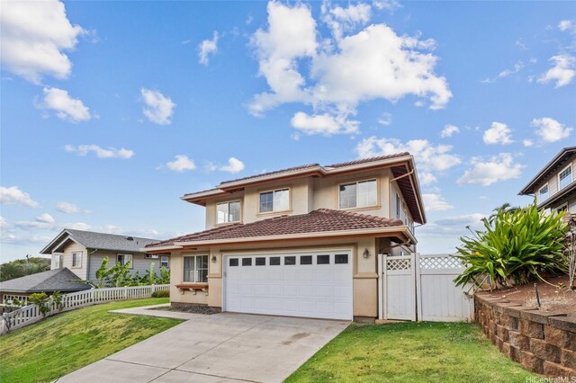 92-6012 Kohi St, Kapolei, HI 96707 - view of front of property featuring stucco siding, concrete driveway, a tiled roof, and a garage