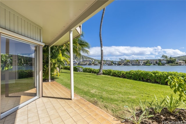 exterior space featuring a water view