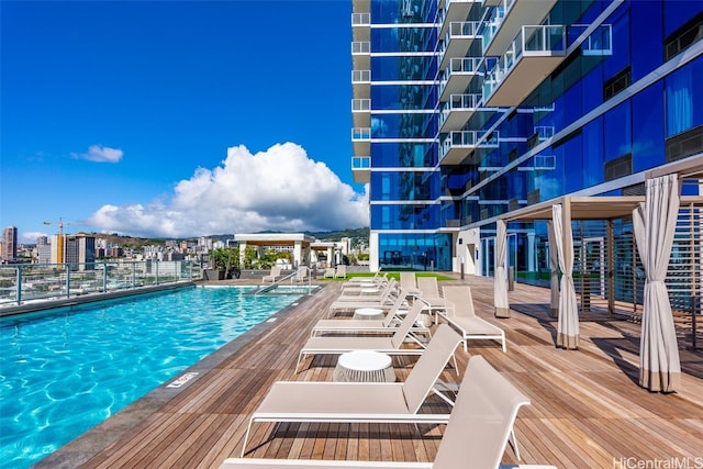 view of pool featuring a patio area