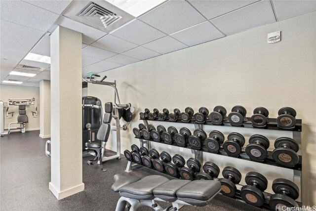 223 Saratoga Rd Unit 1506, Honolulu, HI 96815 - exercise room featuring a drop ceiling