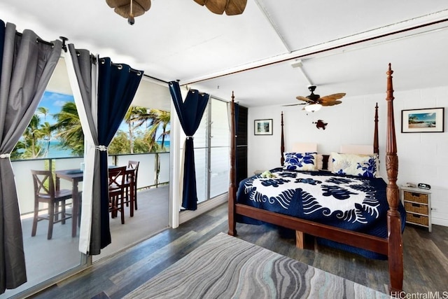 bedroom featuring dark hardwood / wood-style flooring