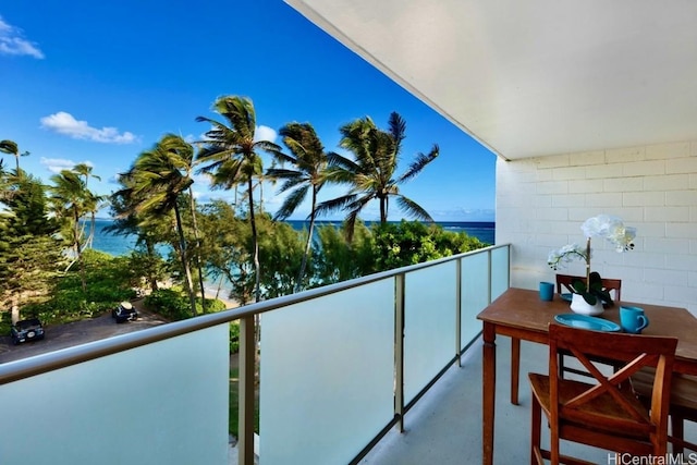 balcony with a water view