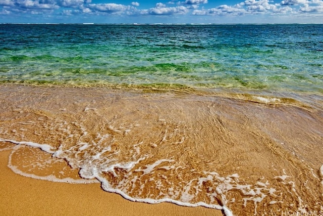 property view of water featuring a view of the beach