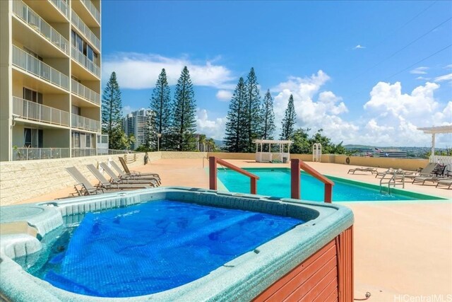 view of pool featuring a patio area