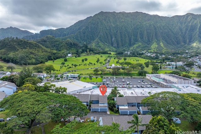 bird's eye view featuring a mountain view