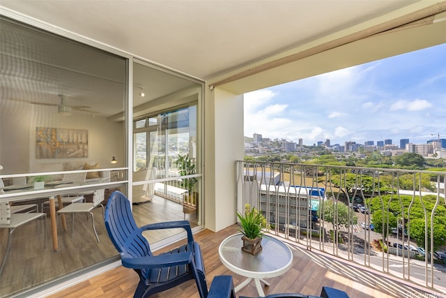 balcony with a view of skyline