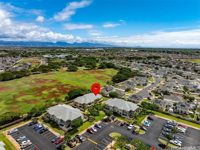 bird's eye view with a mountain view