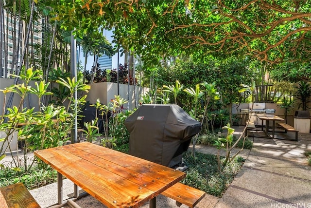 view of patio featuring area for grilling