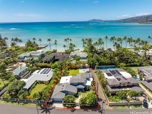 bird's eye view featuring a water view