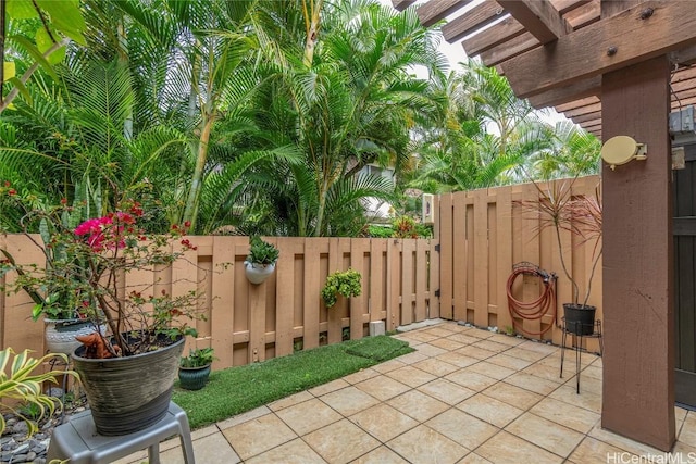 view of patio featuring a pergola