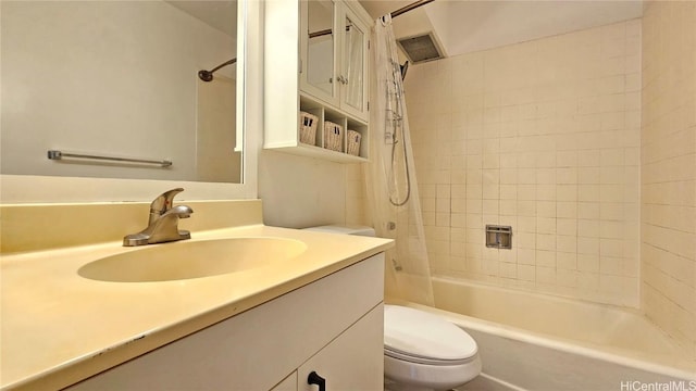 full bathroom featuring vanity, toilet, and shower / bath combo with shower curtain