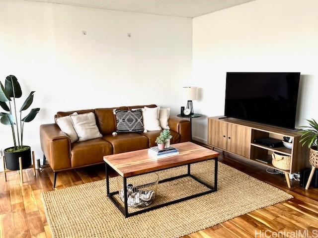 living room with light wood-type flooring