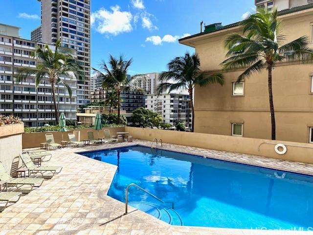 view of pool with a patio area