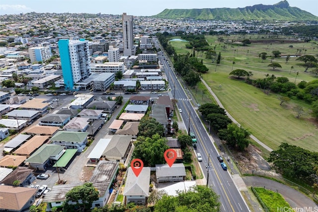 aerial view with a mountain view