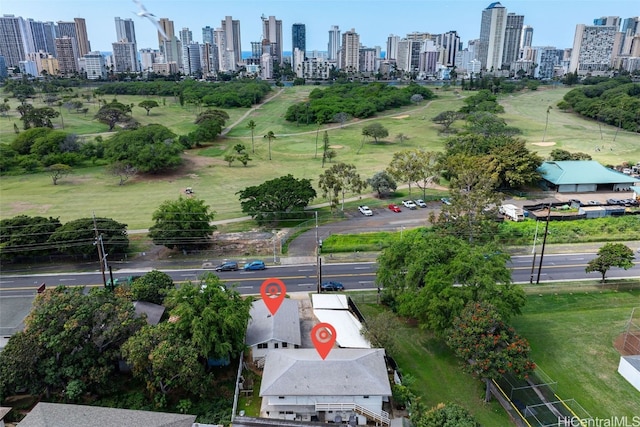 birds eye view of property featuring a view of city