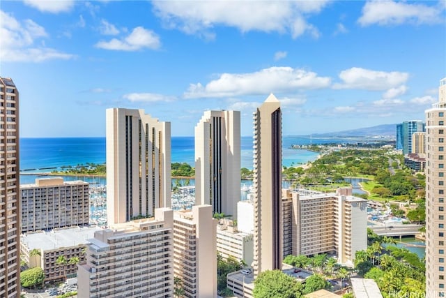 property's view of city with a water view