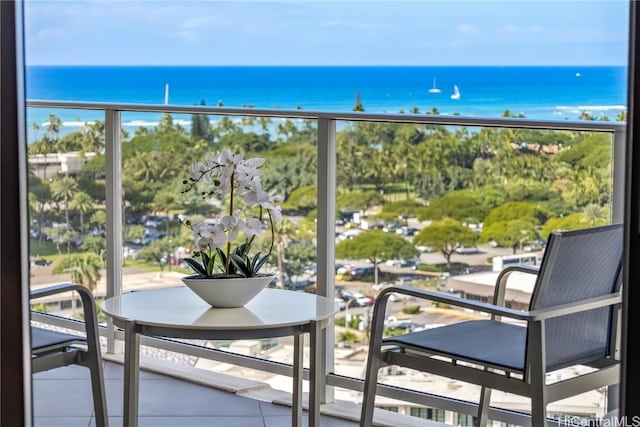 balcony with a water view