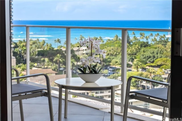 balcony with a water view