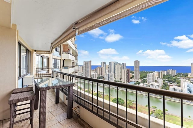 balcony with a water view