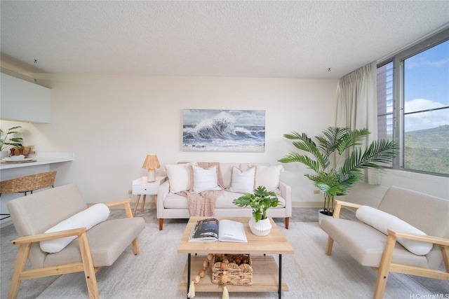 3030 Ala Ilima St Unit 907, Honolulu, HI 96818 - living room featuring a textured ceiling and baseboards