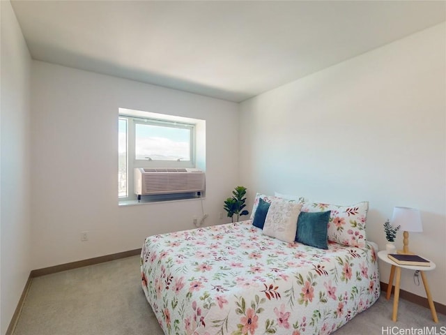 carpeted bedroom with cooling unit