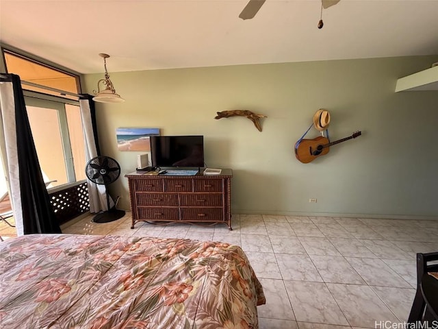 bedroom featuring ceiling fan