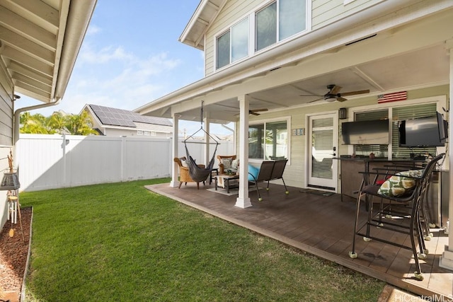 exterior space featuring ceiling fan and a patio area