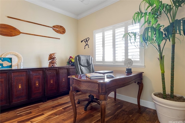 92-1110 Olani St Unit 20-6, Kapolei, HI 96707 - home office featuring baseboards, ornamental molding, and wood finished floors