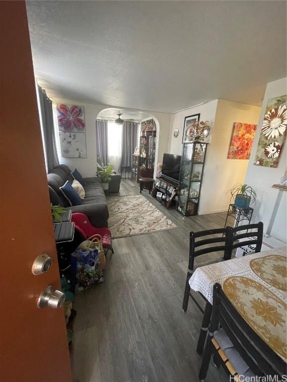 living room with wood-type flooring