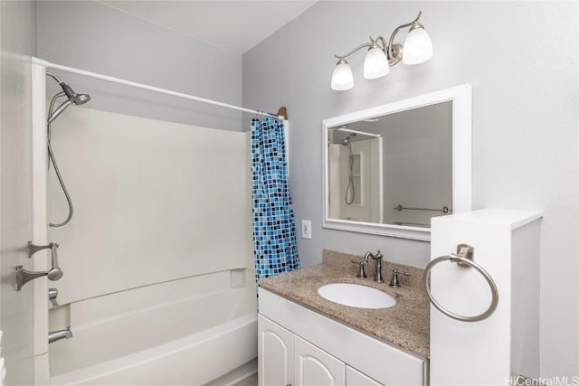 bathroom with vanity and shower / tub combo